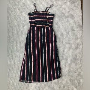 Xhilaration Black and Pink Striped Midi Dress